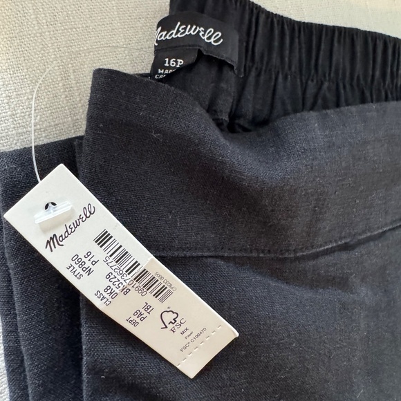 Madewell Black Petite Pull-On Straight Crop Pants in Linen Blend NWT NWOT - Picture 7 of 7